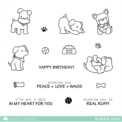 Mama Elephant PLAYFUL PUPS stamps